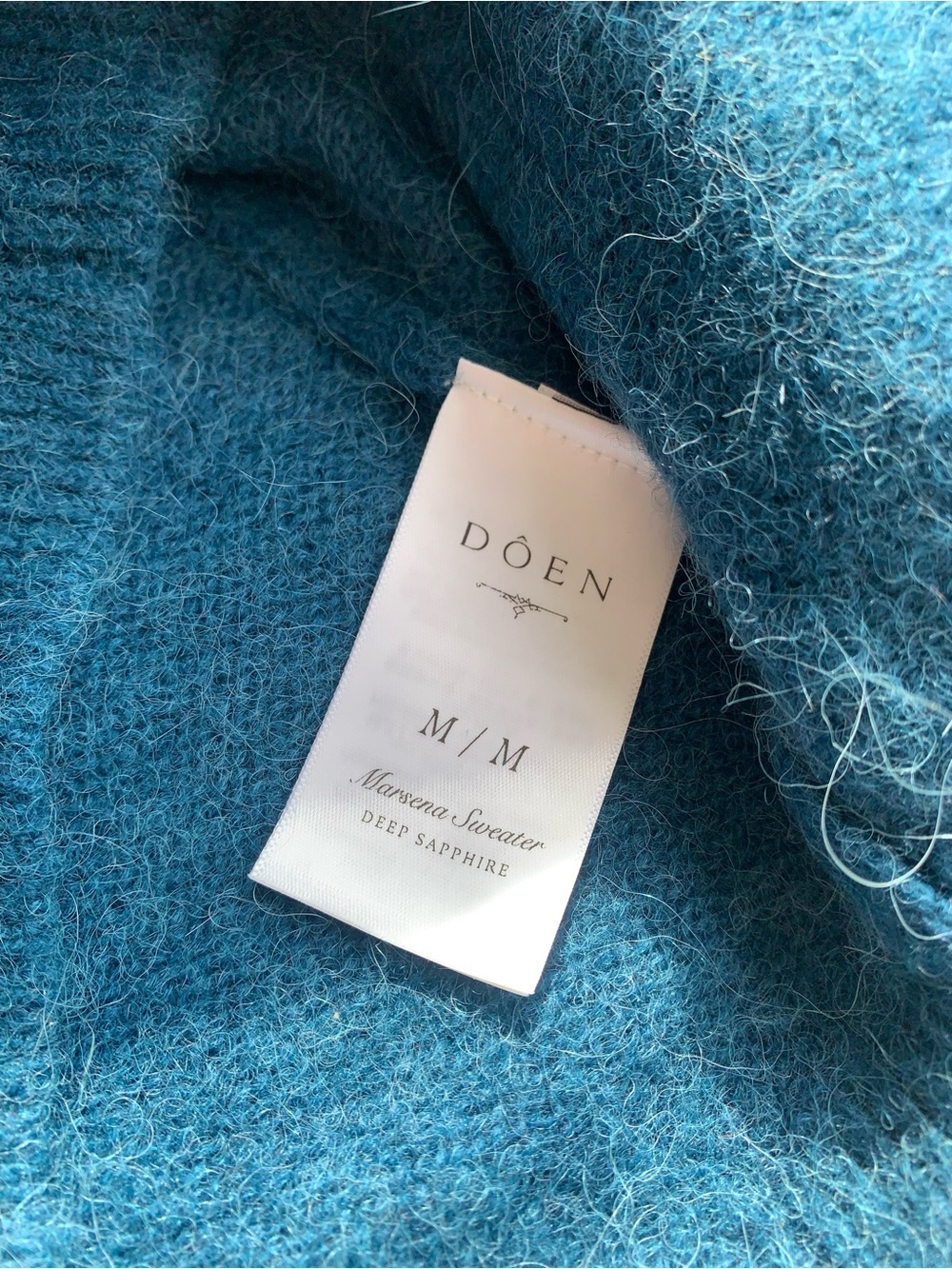 Doen Marsena Wool Alpaca Raglan Crewneck Knit Sweater Top Deep Sapphire Blue - Picture 10 of 12